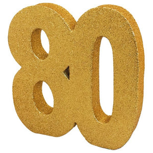 Goldene Zahl 80 Tischdeko glitzernd