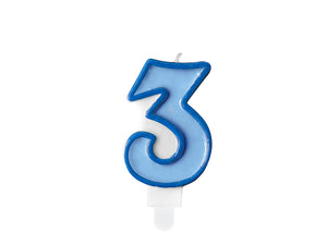 Zahlenkerze 3 blau 7cm