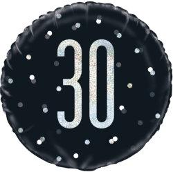 30. Geburtstag Black Dots Glitzer Schwarz