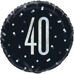 40. Geburtstag Black Dots Glitzer Schwarz
