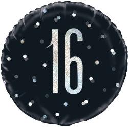 16. Geburtstag Black Dots Glitzer Schwarz