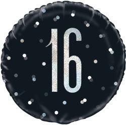 16. Geburtstag Black Dots Glitzer Schwarz