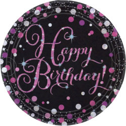 Happy Birthday Glitzerndes Pink und Schwarz