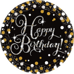 Happy Birthday Glitzerndes Gold und Schwarz