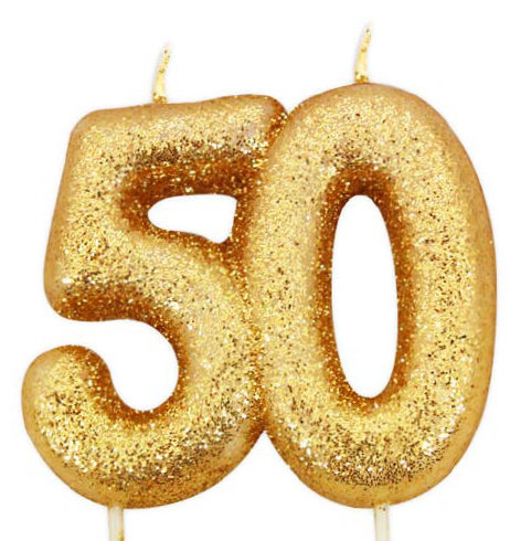 Kuchen Kerze 50. Geburtstag Gold Glitzer
